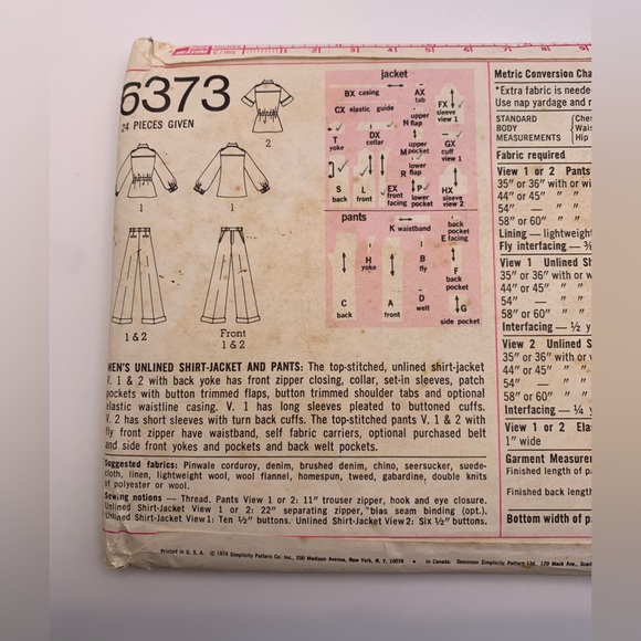 Vintage Simplicity Men’s Sewing Pattern - Picture 3 of 7